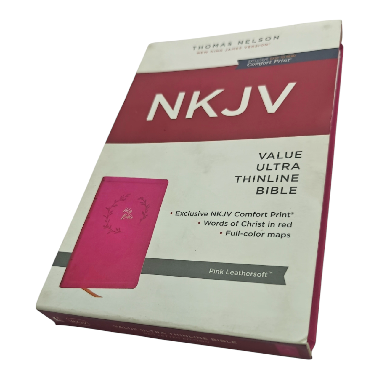 NKJV Holy Bible Value Ultra Thinline Pink Leathersoft Red Letter Comfort Print