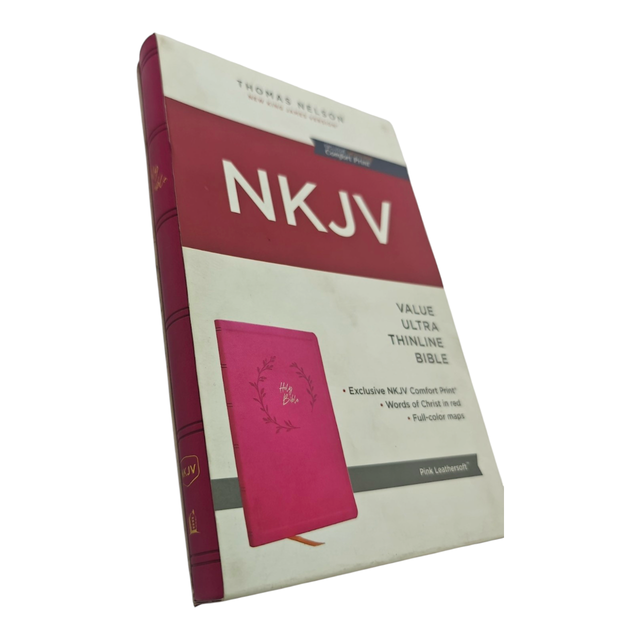 NKJV Holy Bible Value Ultra Thinline Pink Leathersoft Red Letter Comfort Print