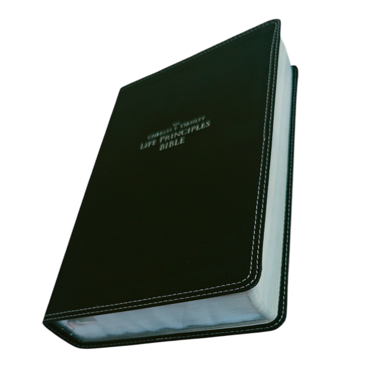 NIV Charles F. Stanley Life Principles Bible – Large Print, Charcoal Leathersoft