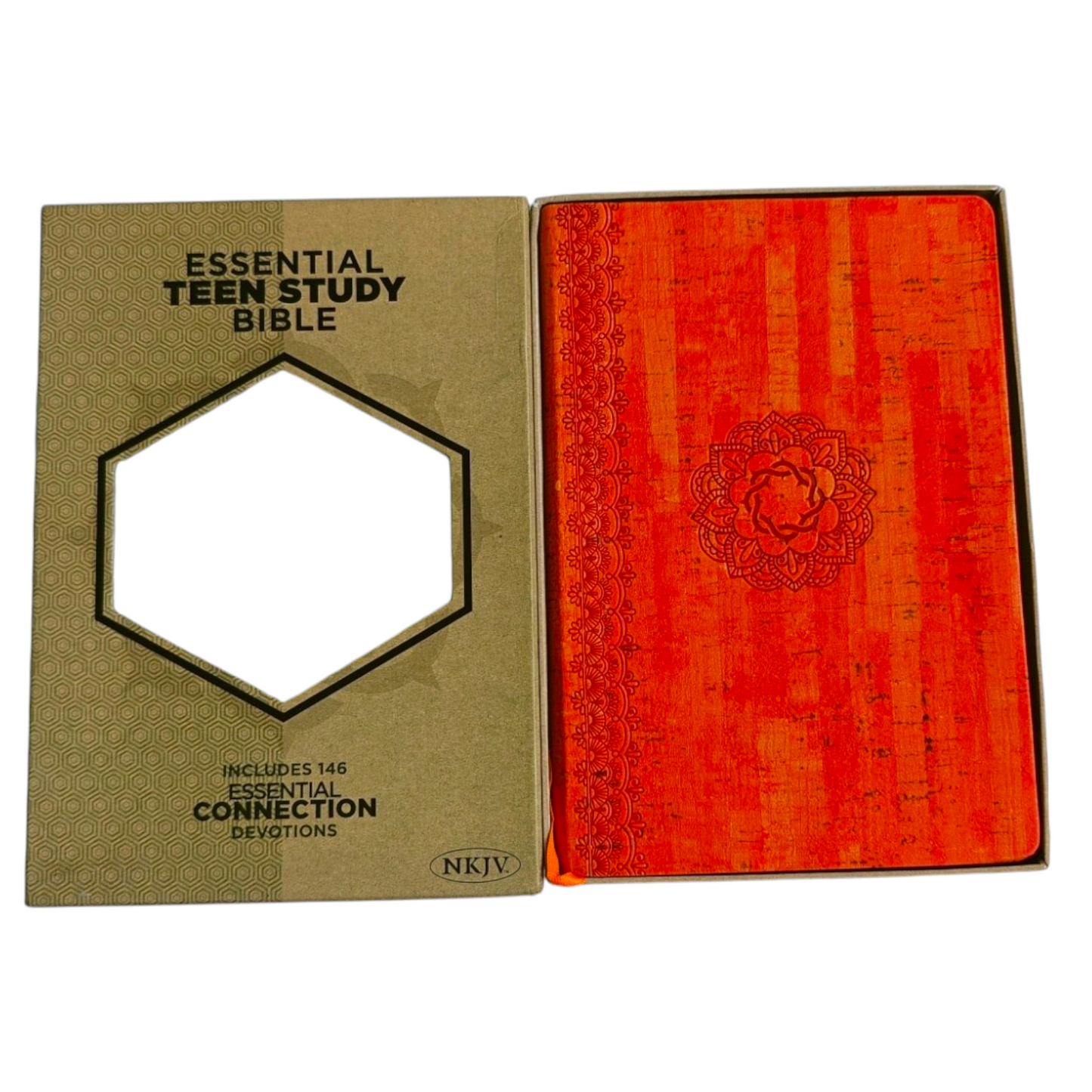 NKJV Essential Teen Study Bible – Orange Cork LeatherTouch