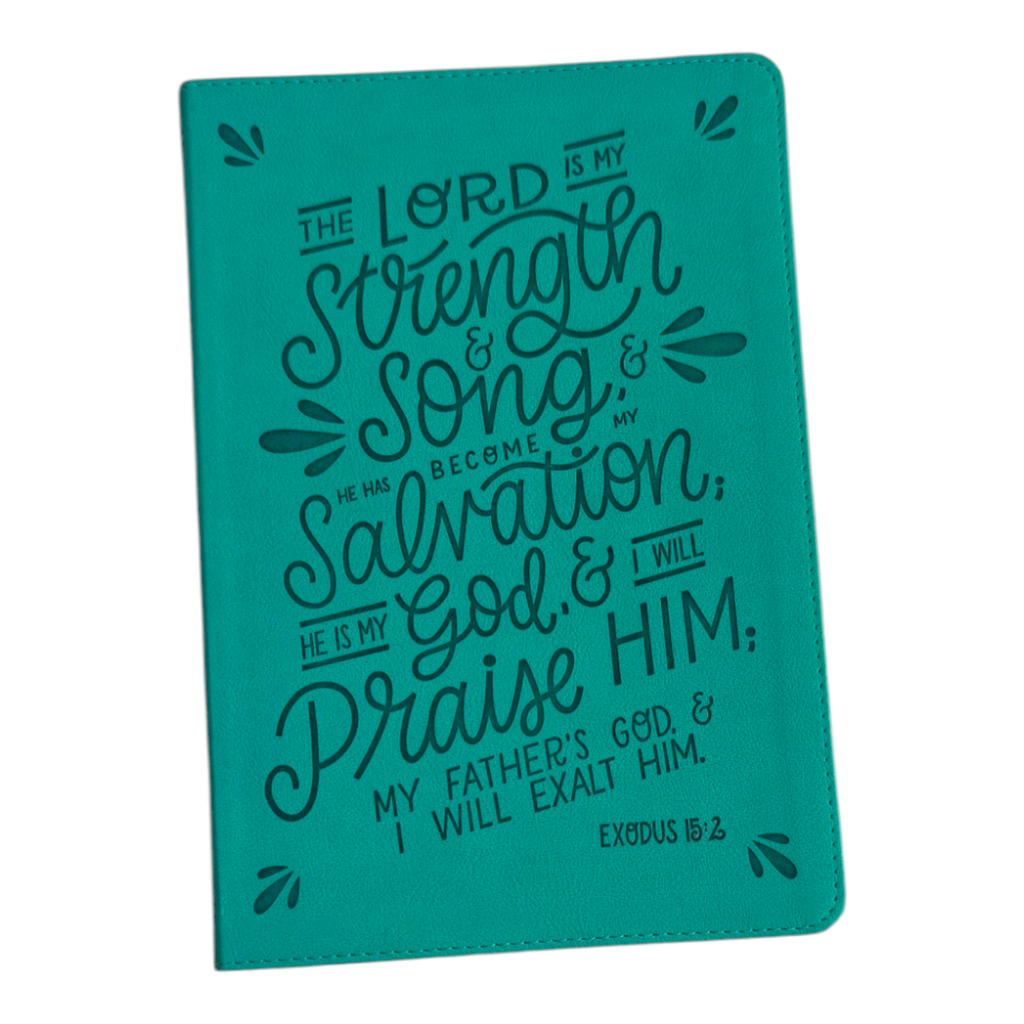 NKJV Verse Art Thinline Bible – Teal Leathersoft, Exodus 15:2 (Thomas Nelson)