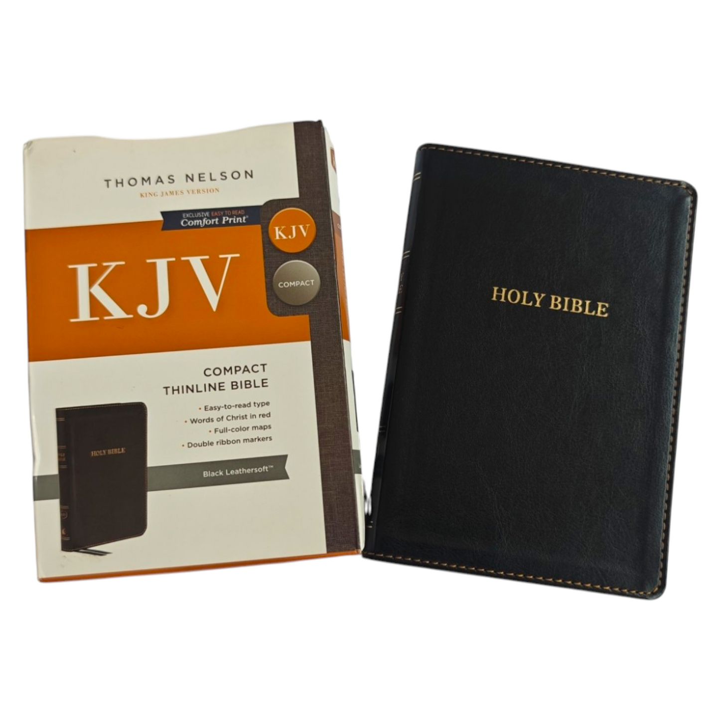 KJV Compact Thinline Bible, Comfort Print – Black Leathersoft (Thomas Nelson)