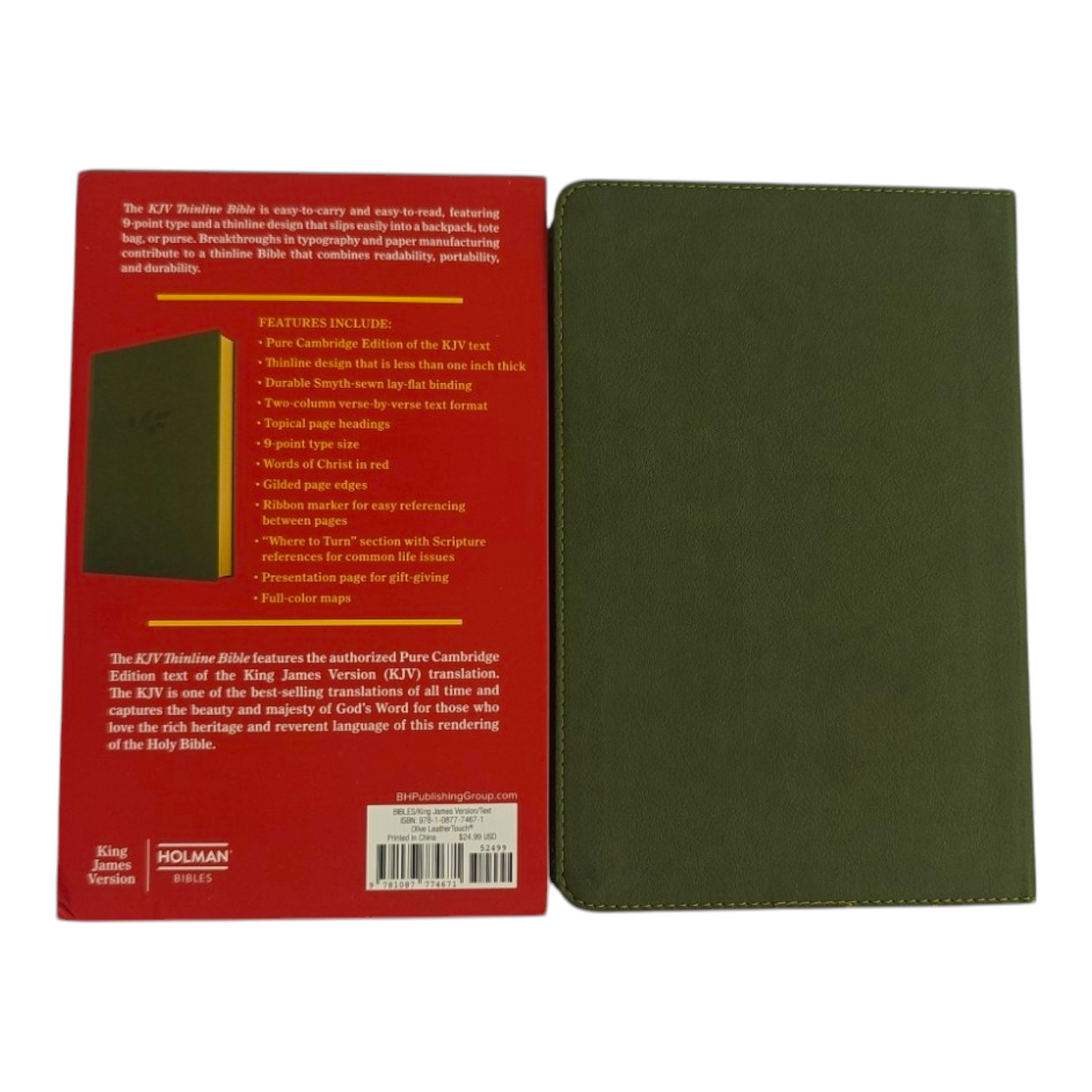 Holman KJV Thinline Bible – Olive LeatherTouch (Pure Cambridge Edition)