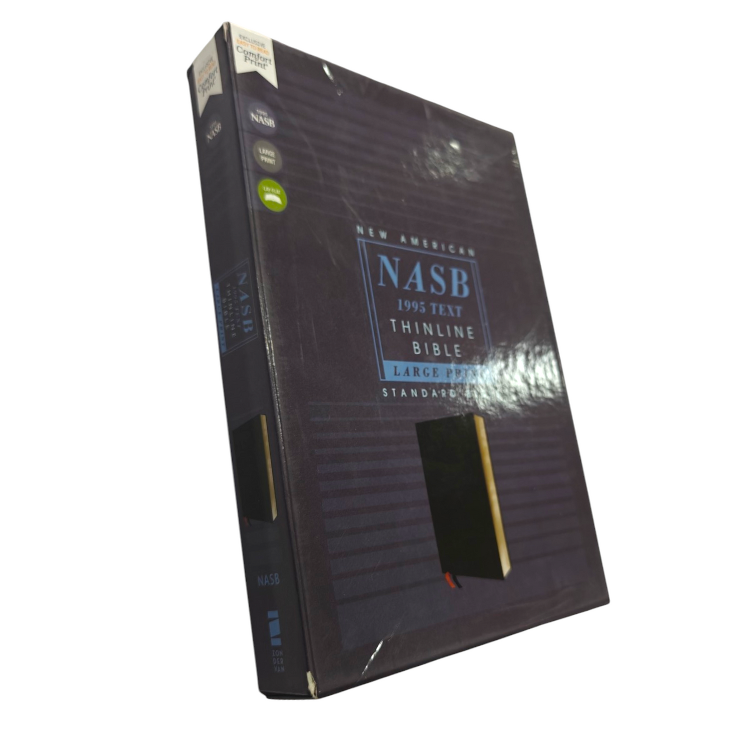 NASB Large-Print Thinline Bible, Red Letter Edition - Bonded Leather, Black (New American Standard Bible)