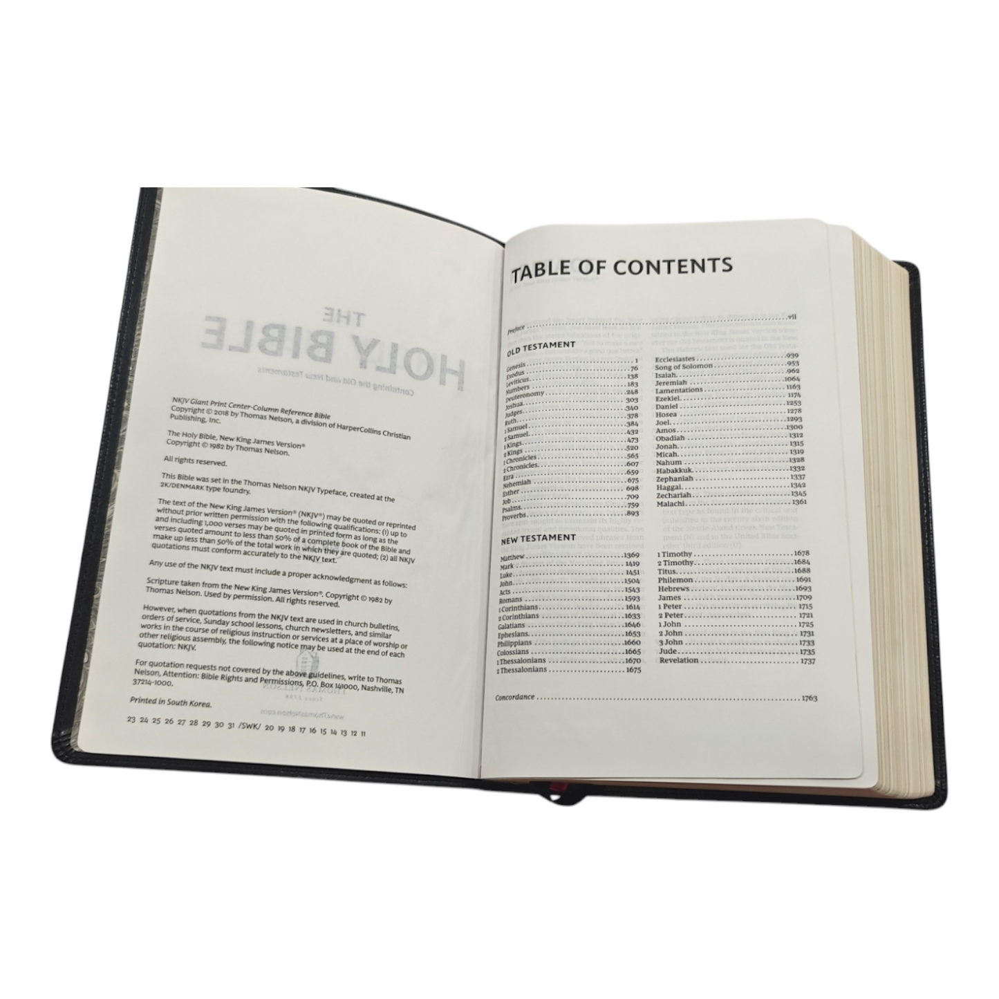 NKJV, Reference Bible, Center-Column Giant Print, Leathersoft, Black, Red Letter Edition, Thumb Indexed, Comfort Print: Holy Bible, New King James Version