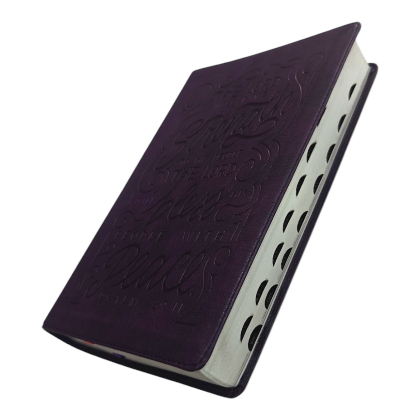 NKJV Giant Print Center-Column Reference Bible Verse Art Cover Collection Genuine Leather Purple Thumb Indexed Red Letter Comfort Print