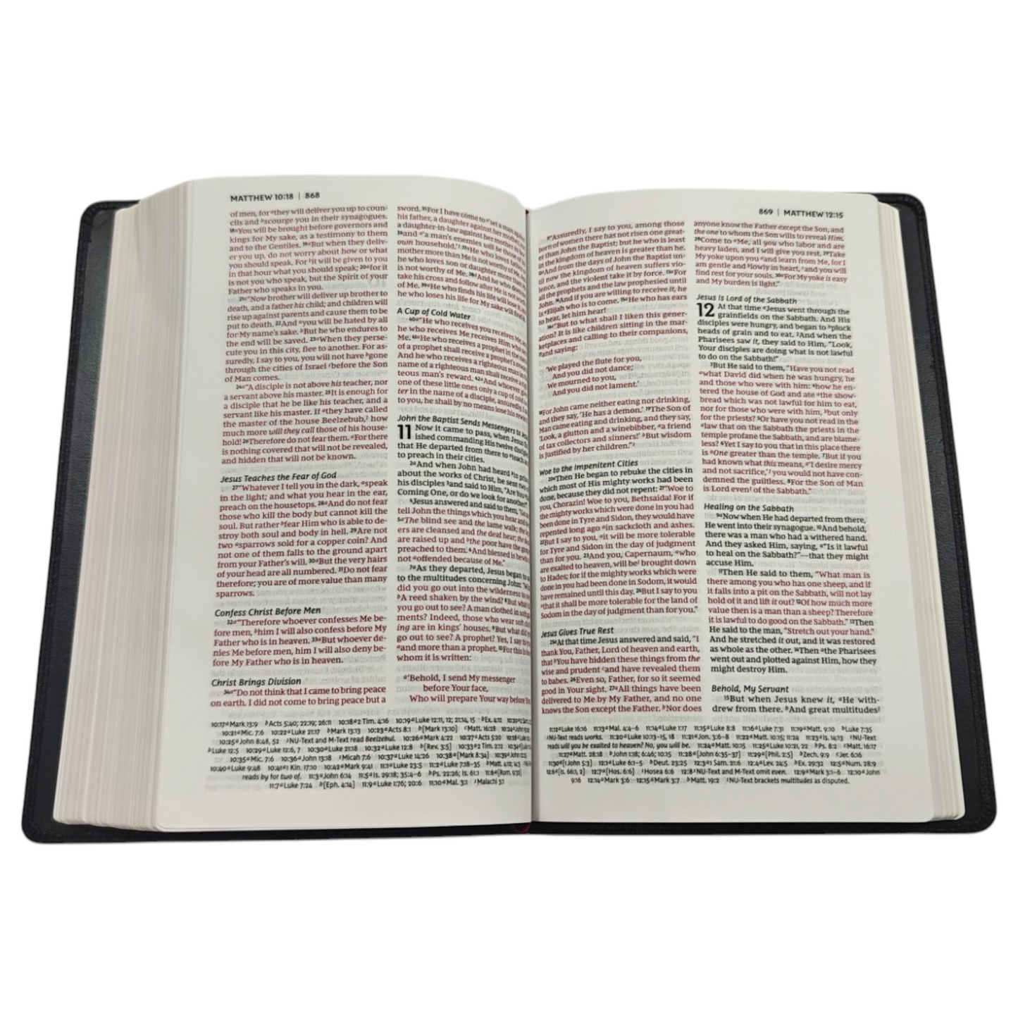 NKJV, Deluxe Thinline Reference Bible, Genuine Leather, Black, Red Letter, Comfort Print