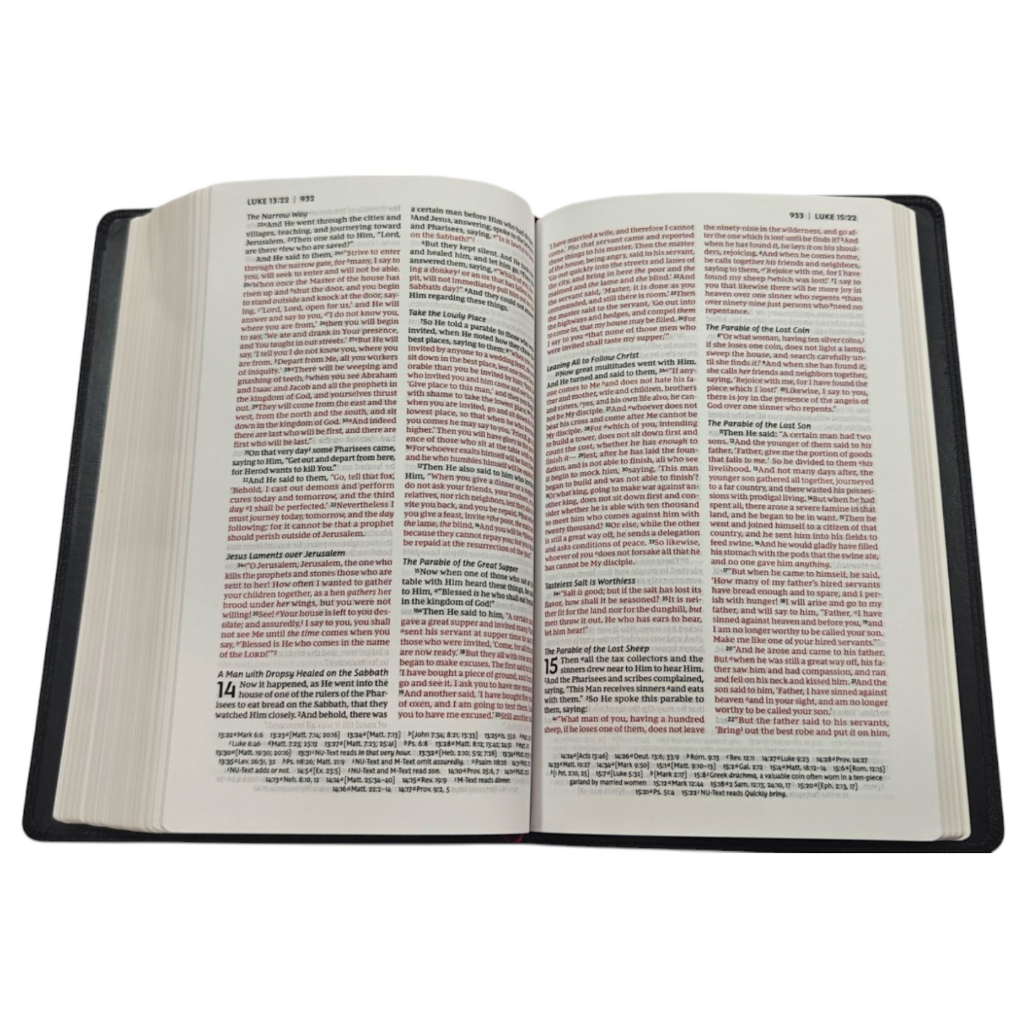 NKJV, Deluxe Thinline Reference Bible, Genuine Leather, Black, Red Letter, Comfort Print