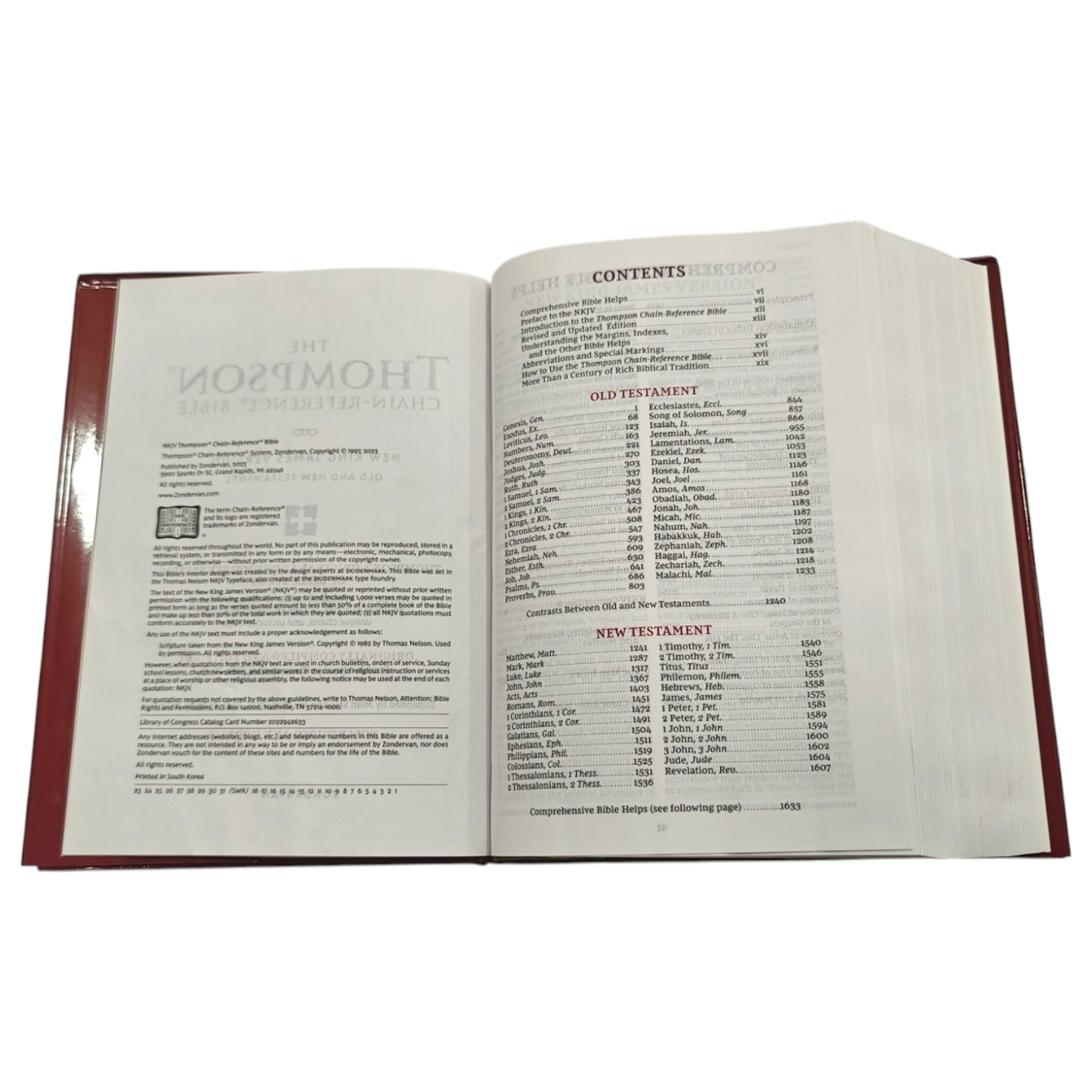 NKJV Thompson Chain-Reference Bible Hardcover Red Letter Comfort Print