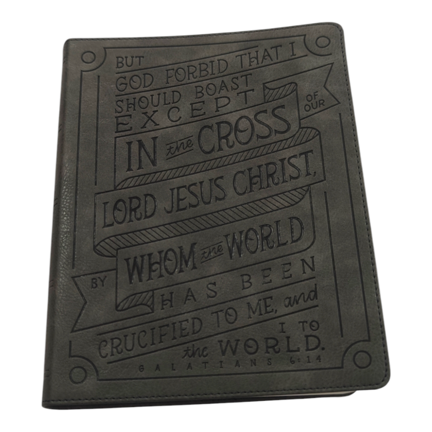 NKJV Journal Reference Edition Bible Verse Art Cover Collection Leathersoft Gray Red Letter Comfort Print
