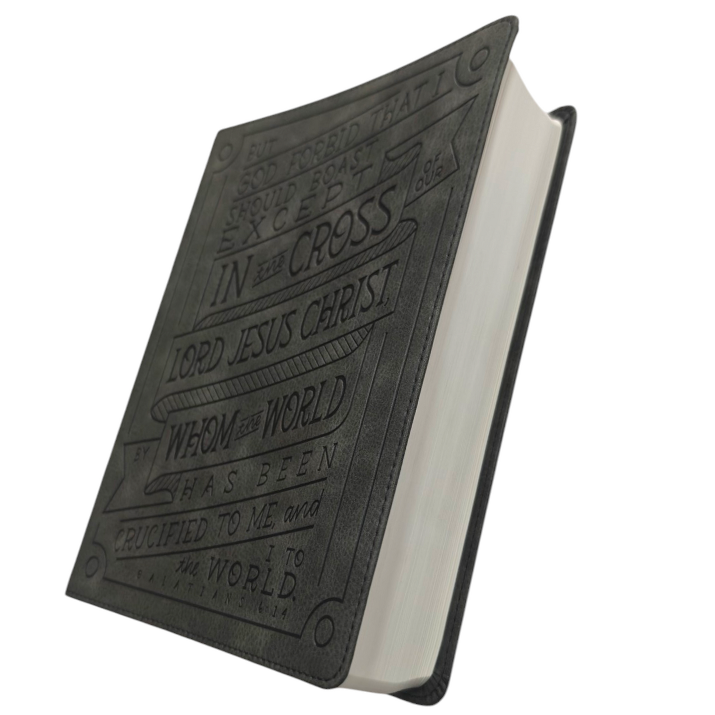NKJV Journal Reference Edition Bible Verse Art Cover Collection Leathersoft Gray Red Letter Comfort Print