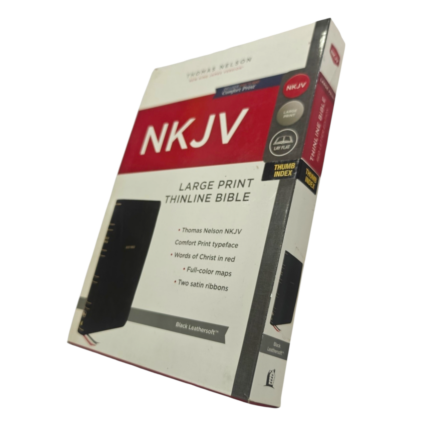 NKJV Thinline Reference Bible, Leather-Look, Black, Red Letter Edition, Comfort Print