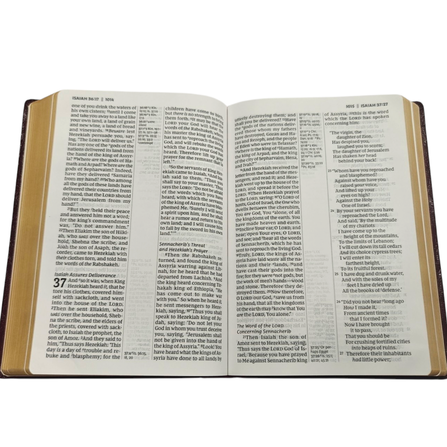 NKJV, Reference Bible, Center-Column Giant Print, Leather-Look, Burgundy, Red Letter Edition, Comfort Print