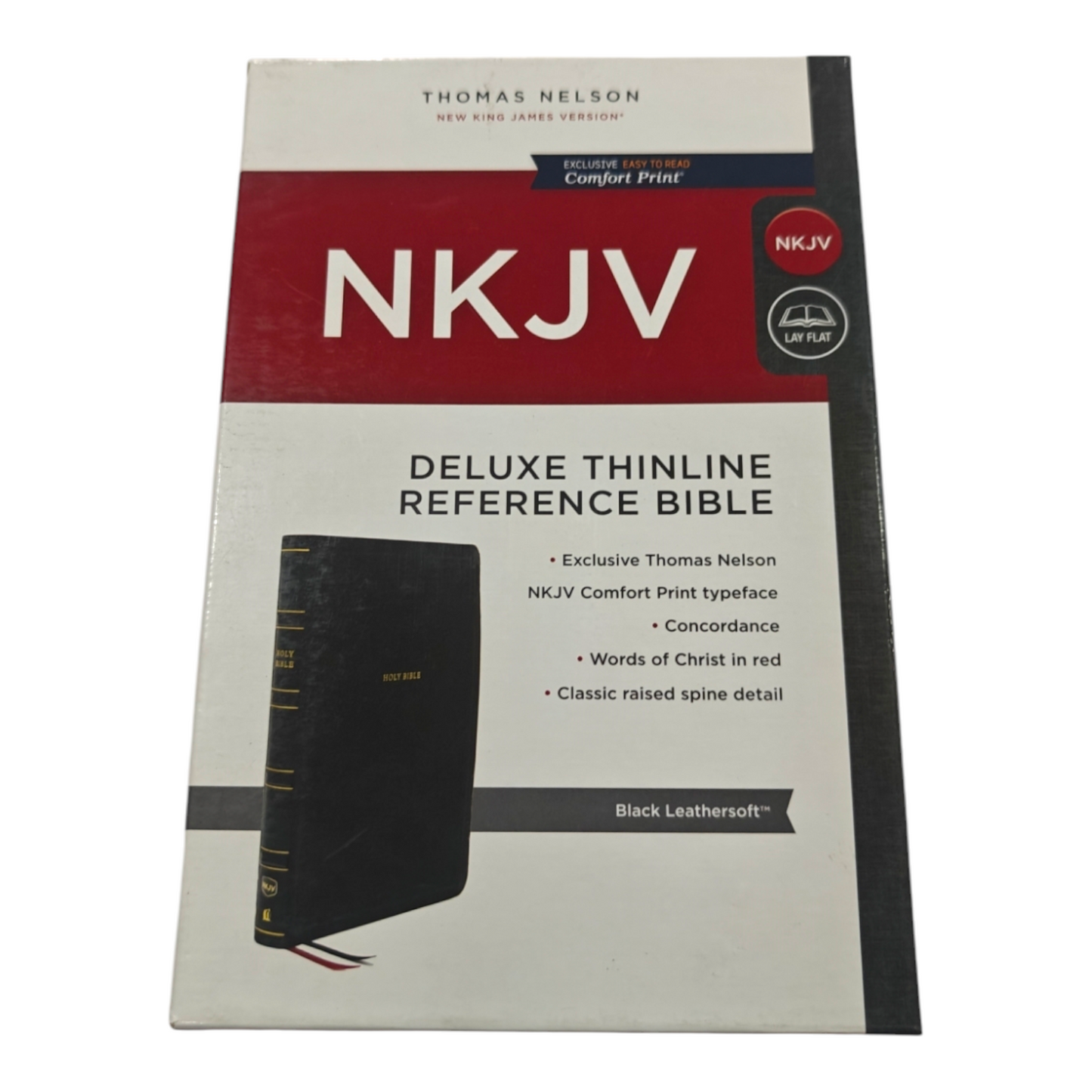 NKJV Thinline Reference Bible, Leather-Look, Burgundy, Red Letter Edition, Comfort Print