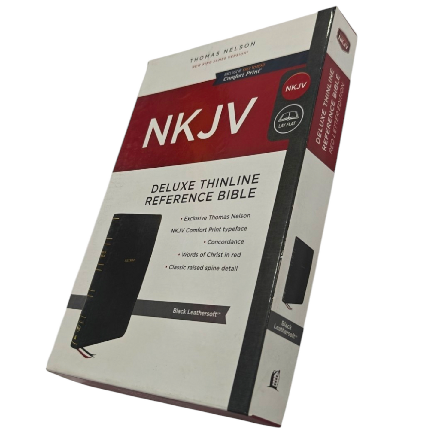 NKJV Thinline Reference Bible, Leather-Look, Burgundy, Red Letter Edition, Comfort Print