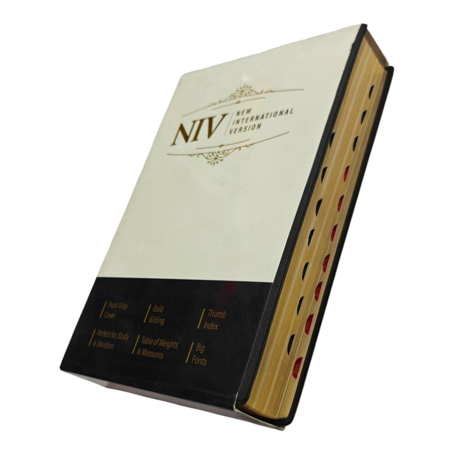 NIV Giant Print Bible, Thumb Index, Gold Gilt Edges, Black