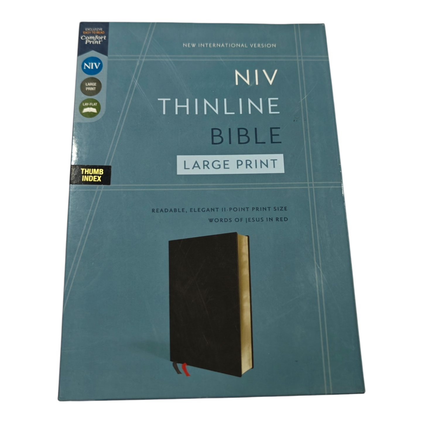 NIV, Thinline Bible, Bonded Leather, Black, Indexed, Red Letter Edition