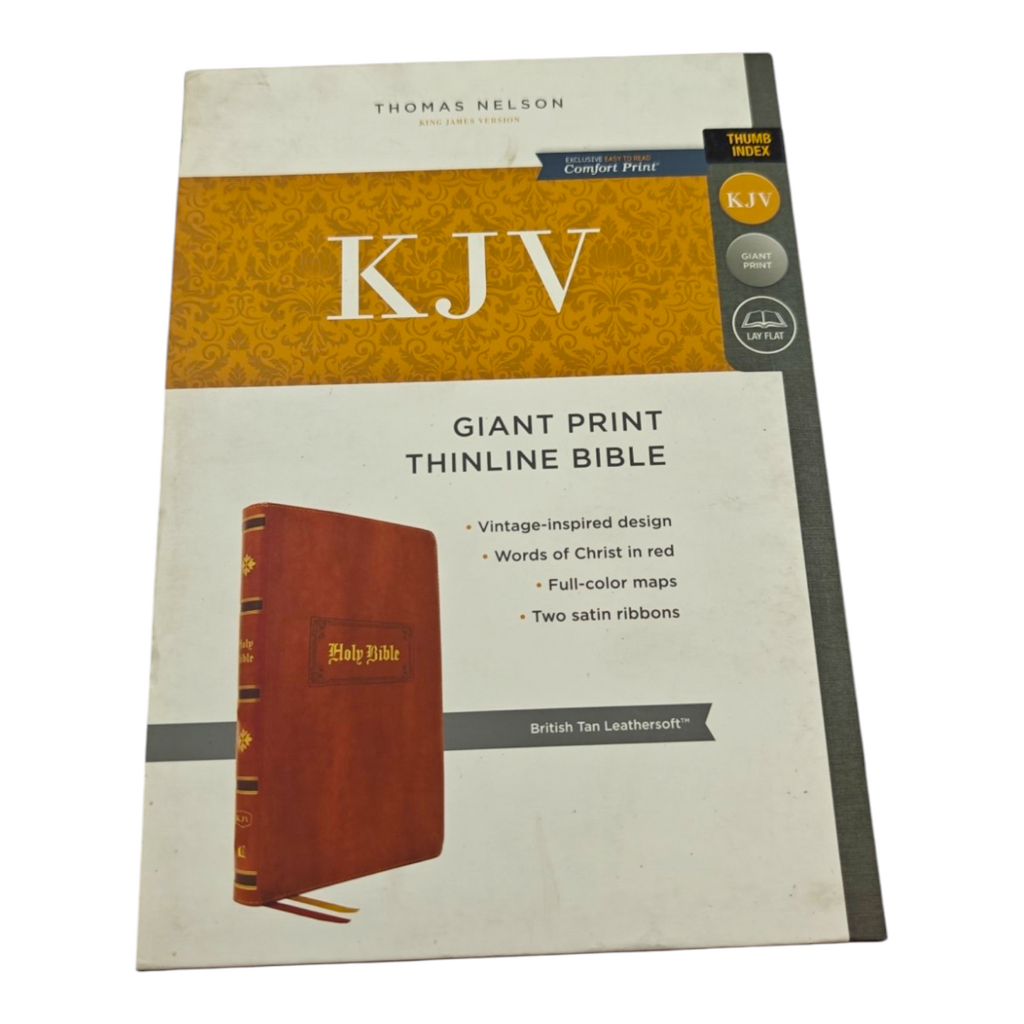 KJV Giant Print Thinline Bible Vintage Series Leathersoft Tan Red Letter Comfort Print