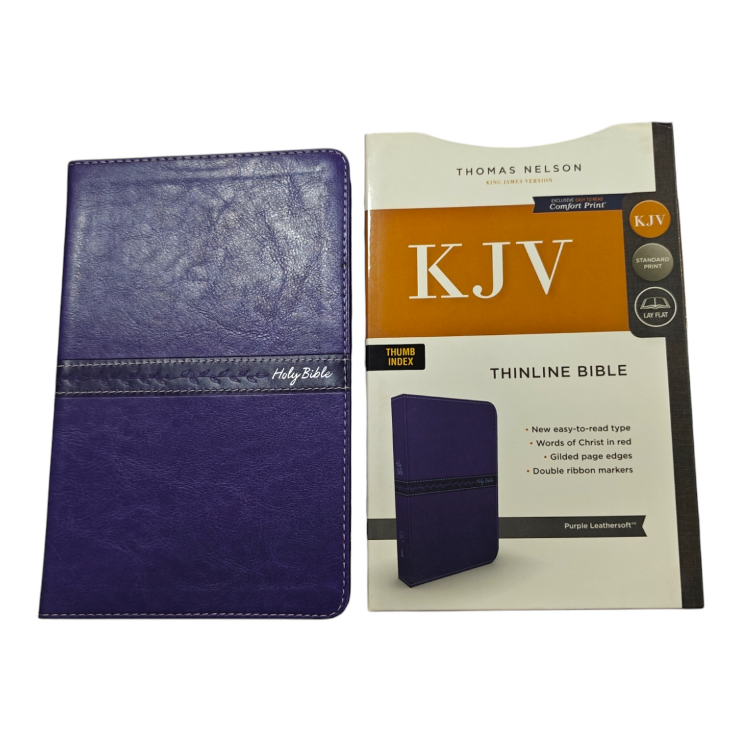 KJV Holy Bible Large Print Thinline Black Leathersoft Red Letter Comfort Print King James Version