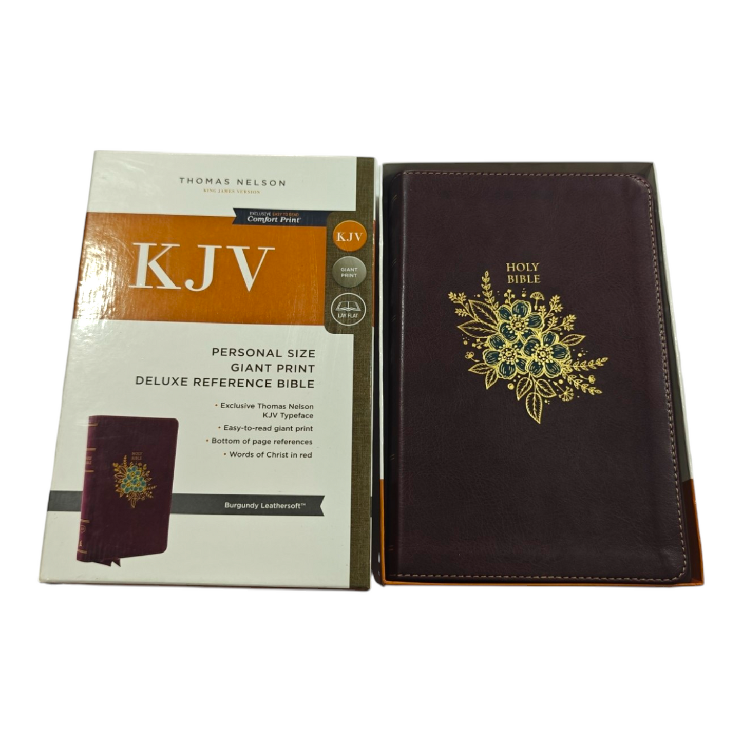 KJV Deluxe Reference Bible Personal Size Giant Print Imitation Leather Burgundy Red Letter Edition