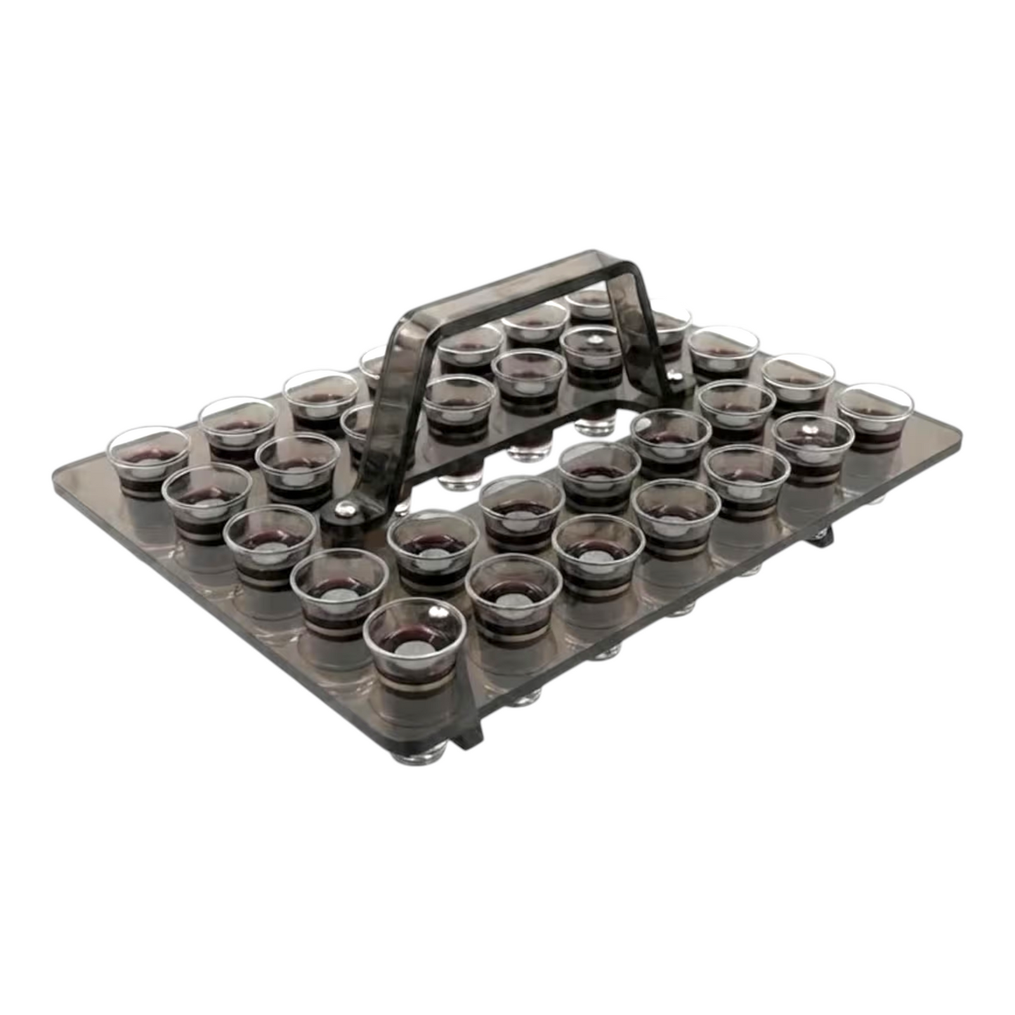 Elegant 30-Holes Black Communion Tray with 50 Transparent Communion Cups, Modern Smoke-Black Acrylic Holy Communion Set