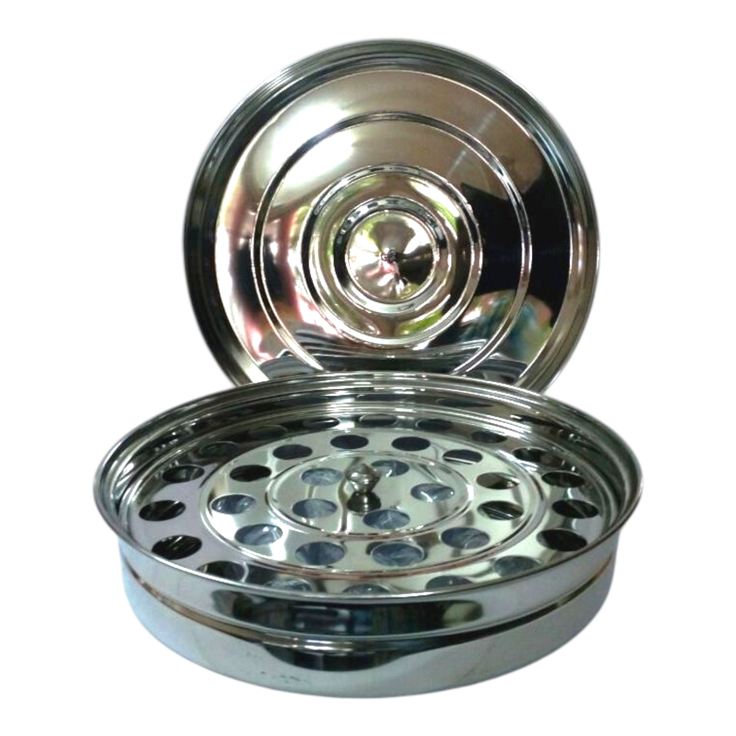 Holy Communion Stainless Steel Tray with Lid & 40 Cups, Complete Church Communion Serving Set (Pack of 43), Mirror Finish
