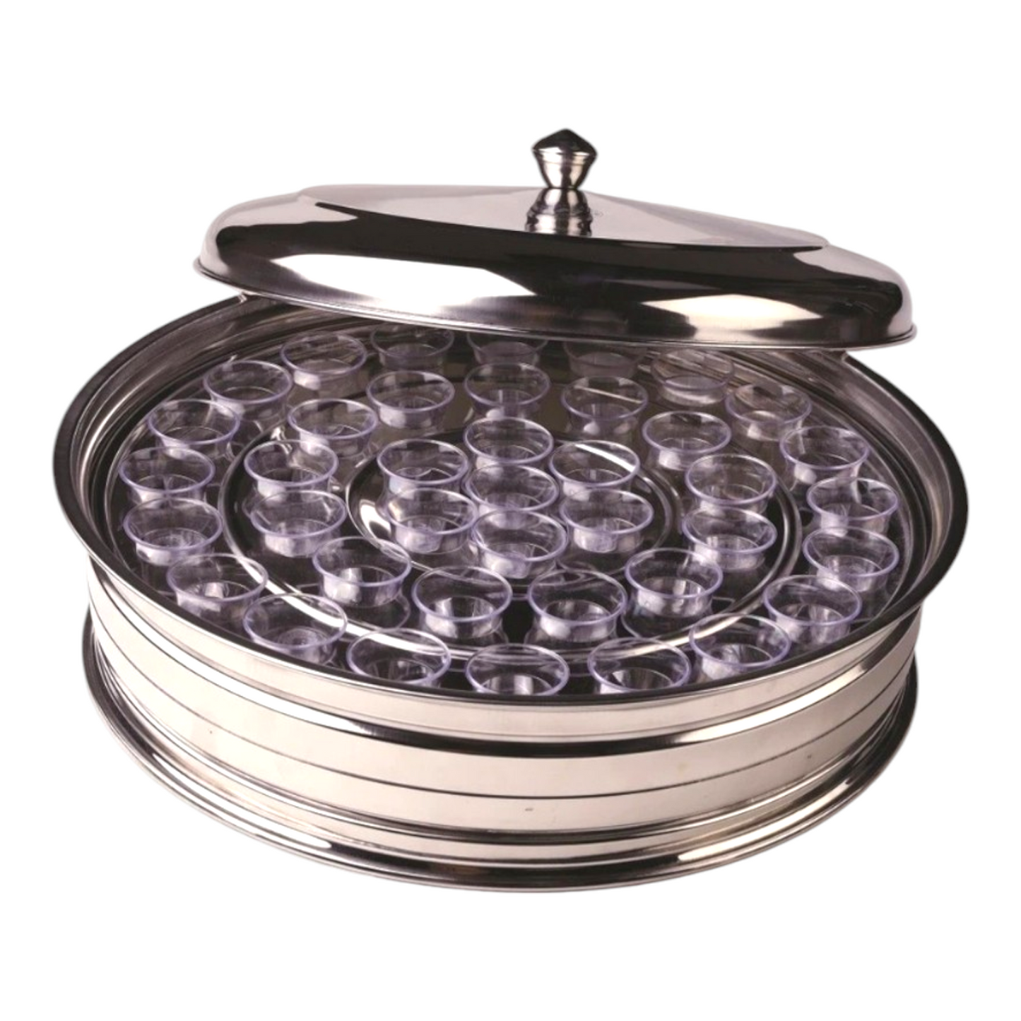 Holy Communion Stainless Steel Tray with Lid & 40 Cups, Complete Church Communion Serving Set (Pack of 43), Mirror Finish