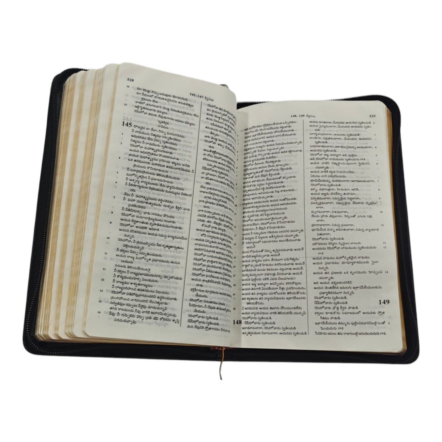 Telugu Holy Bible with Golden Zip, Leather-Bound Telugu Bible with Gold Edges, Thumb Index & Zipper (Old & New Testament)