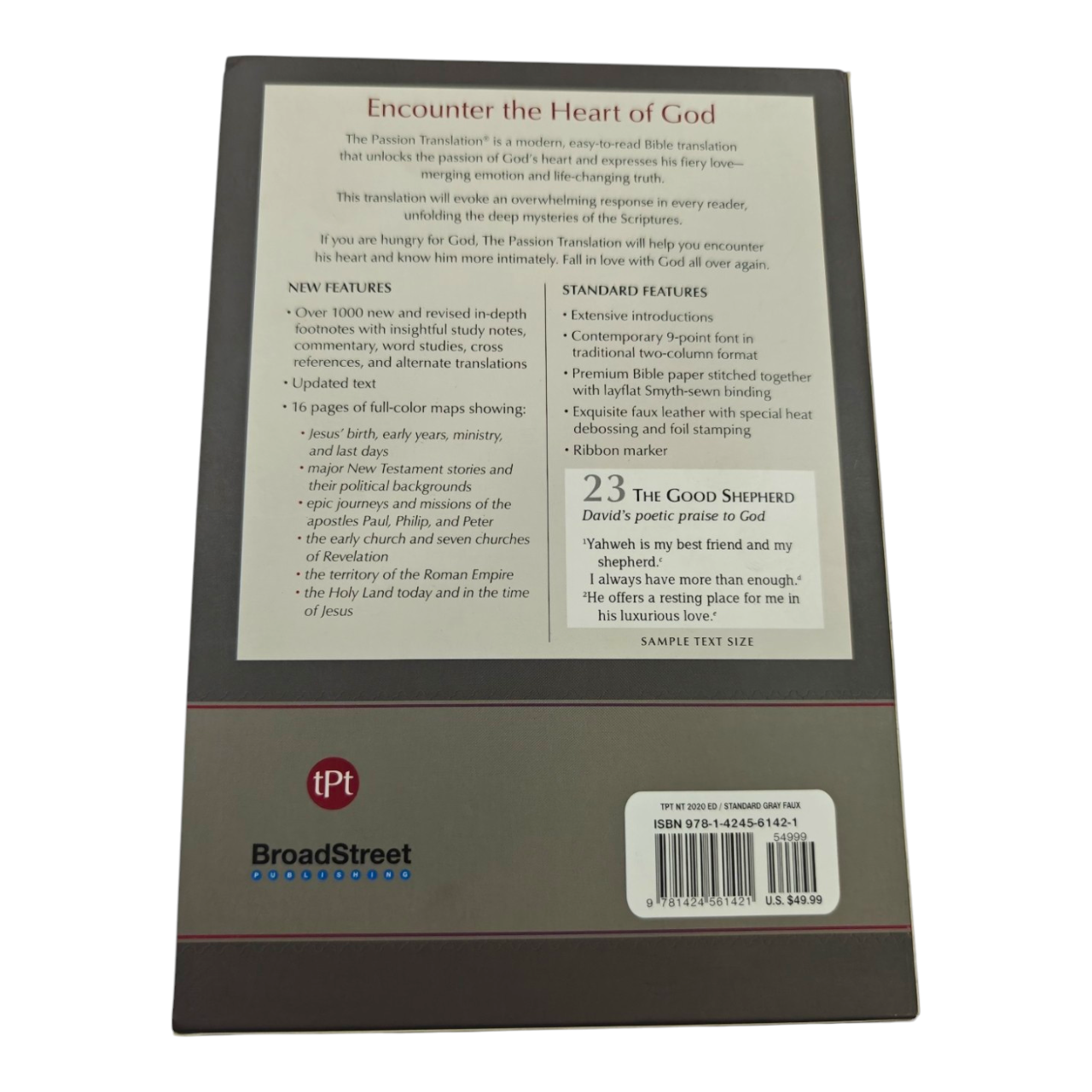 The Passion Translation New Testament (TPT), 2nd Edition, Purple Leathersoft – Includes Psalms, Proverbs, and Song of Songs (ISBN 9781424561421)