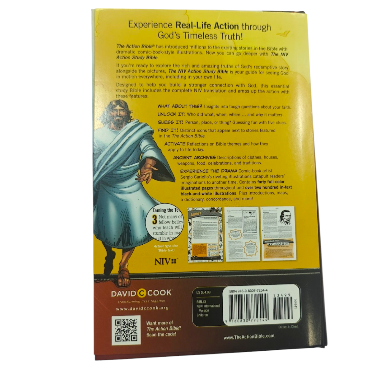 NIV, The Action Study Bible, Hardcover | Epic Comic-Book Style Illustrations by Sergio Cariello (ISBN 9780830772544)