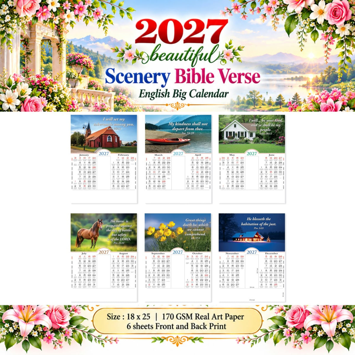A Beautiful Year with God – 2027 Large English Scenery Calendar