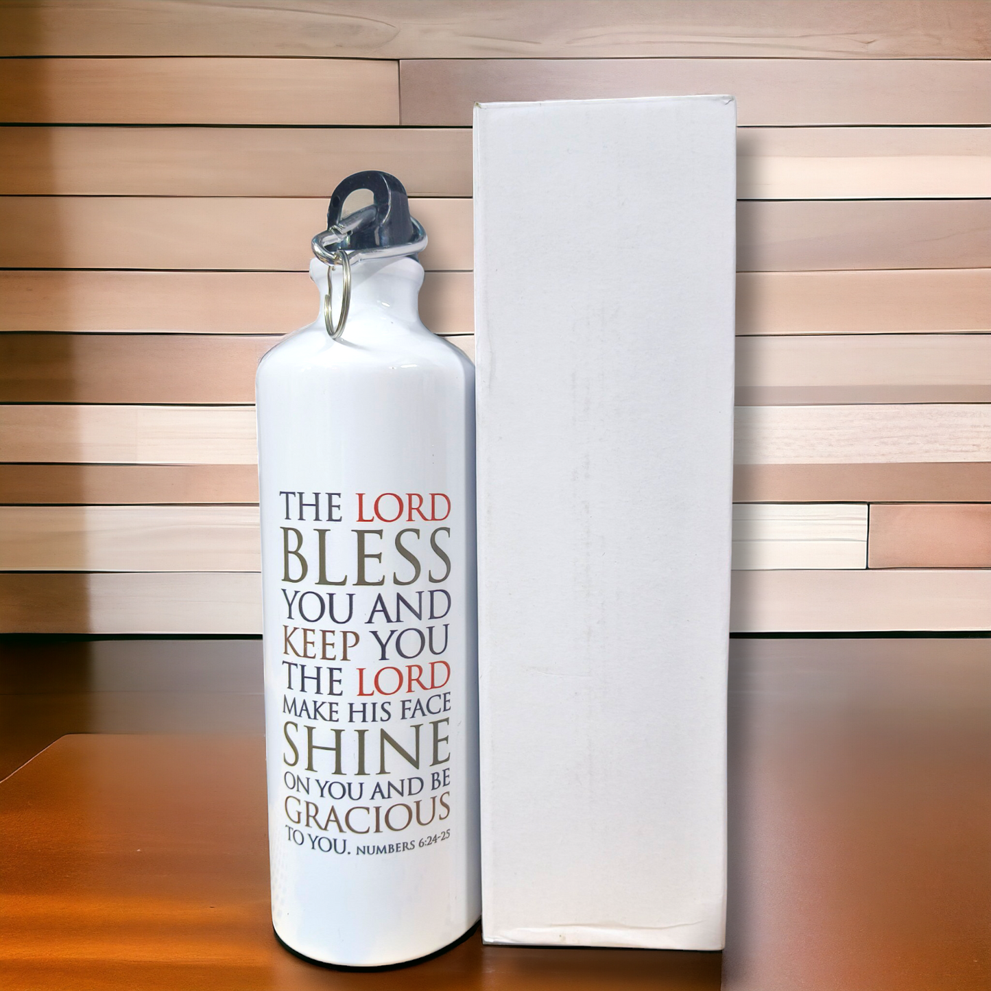 Aluminum Sports Bottle | Bible Verses Printed ( Numbers 6 : 24:25  ) | 700ml | White Blank | Travel Sports Water Bottles