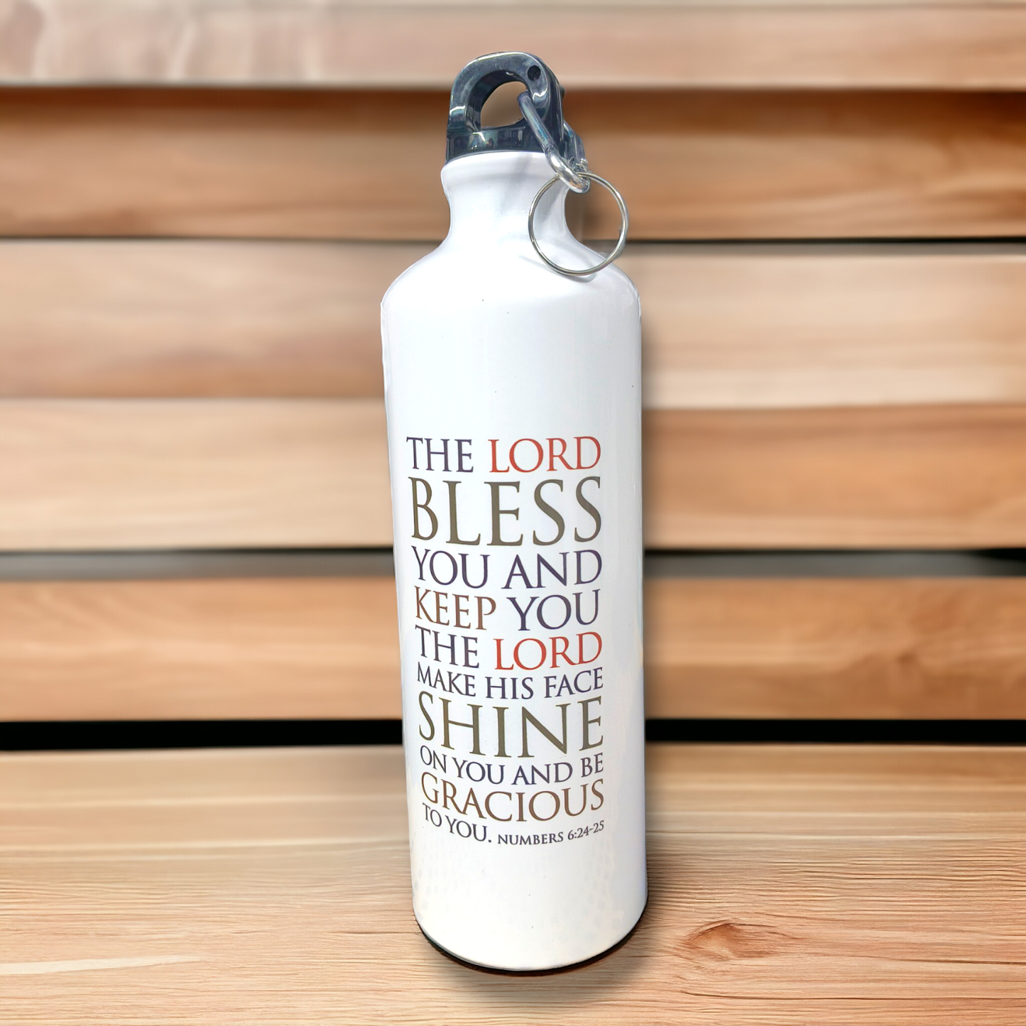 Aluminum Sports Bottle | Bible Verses Printed ( Numbers 6 : 24:25  ) | 700ml | White Blank | Travel Sports Water Bottles