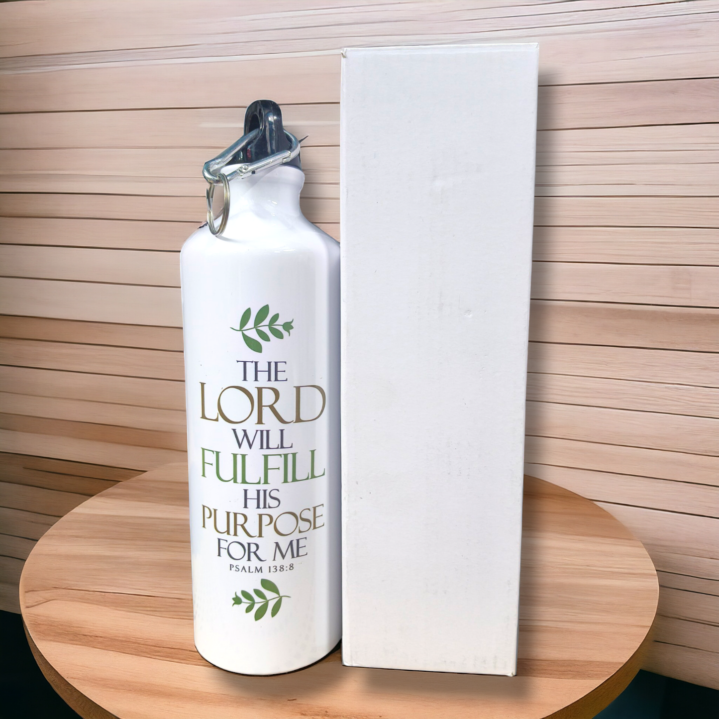 Aluminum Sports Bottle | Bible Verses Printed ( Paslm 138 : 8 ) | 700ml | White Blank | Travel Sports Water Bottles