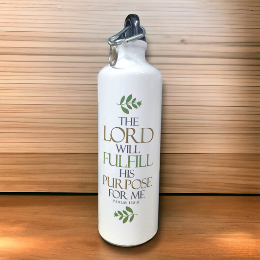 Aluminum Sports Bottle | Bible Verses Printed ( Paslm 138 : 8 ) | 700ml | White Blank | Travel Sports Water Bottles