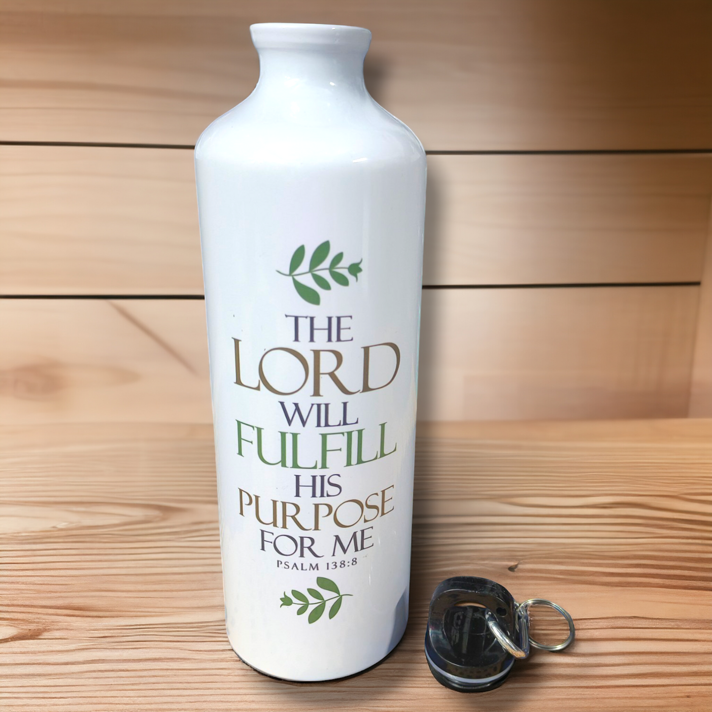 Aluminum Sports Bottle | Bible Verses Printed ( Paslm 138 : 8 ) | 700ml | White Blank | Travel Sports Water Bottles