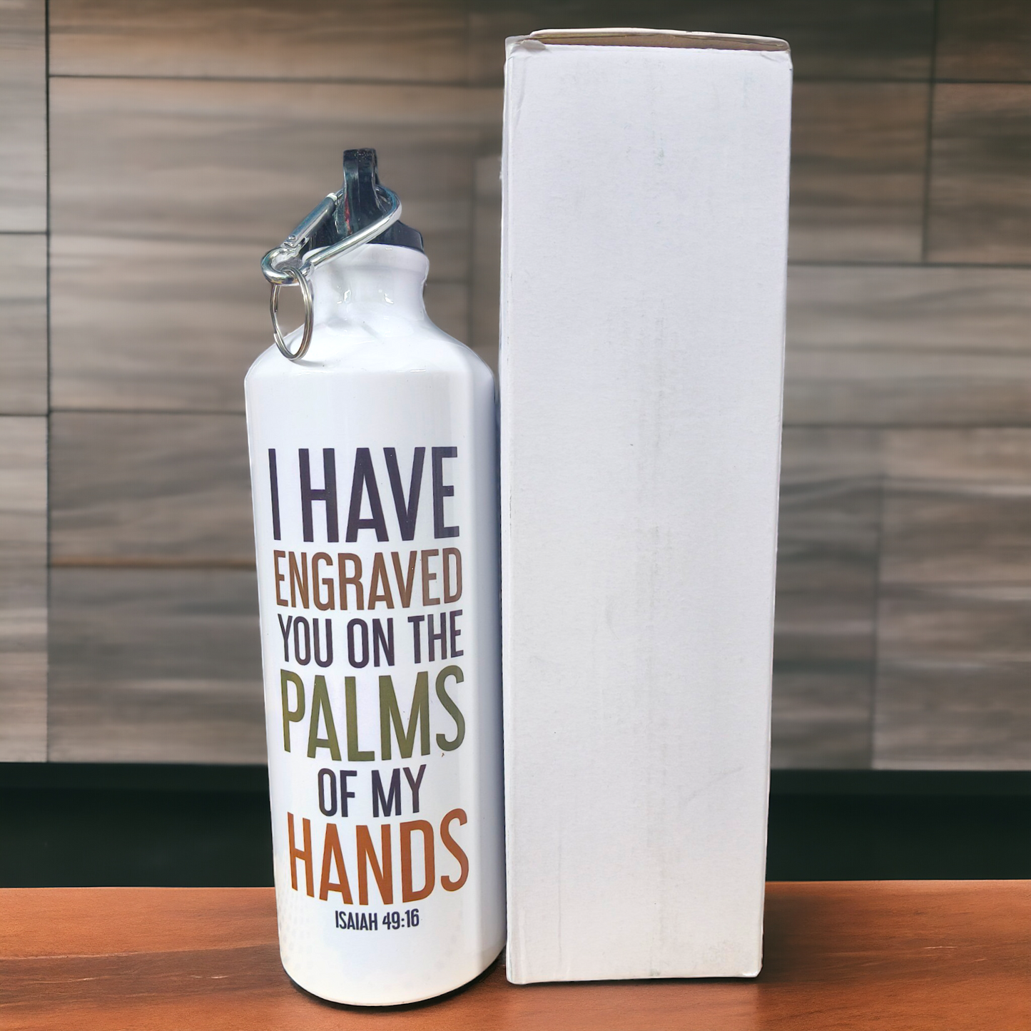 Aluminum Sports Bottle | Bible Verses Printed ( Isaiah 49 : 16 ) | 700ml | White Blank | Travel Sports Water Bottles