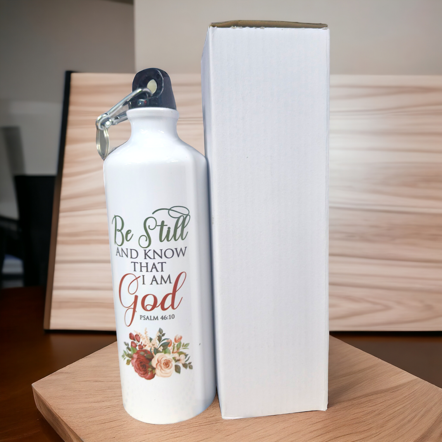 Aluminum Sports Bottle | Bible Verses Printed ( Paslm 46:10 ) | 700ml | White Blank | Travel Sports Water Bottles