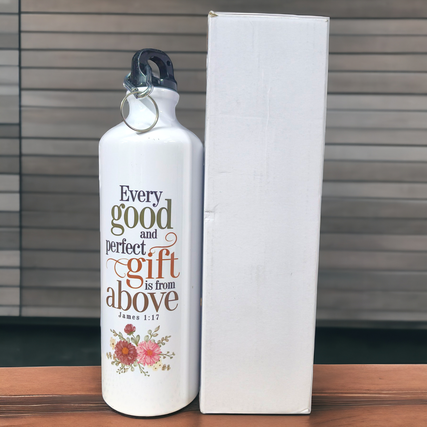 Aluminum Sports Bottle | Bible Verses Printed ( James 1 : 17 ) | 700ml | White Blank | Travel Sports Water Bottles