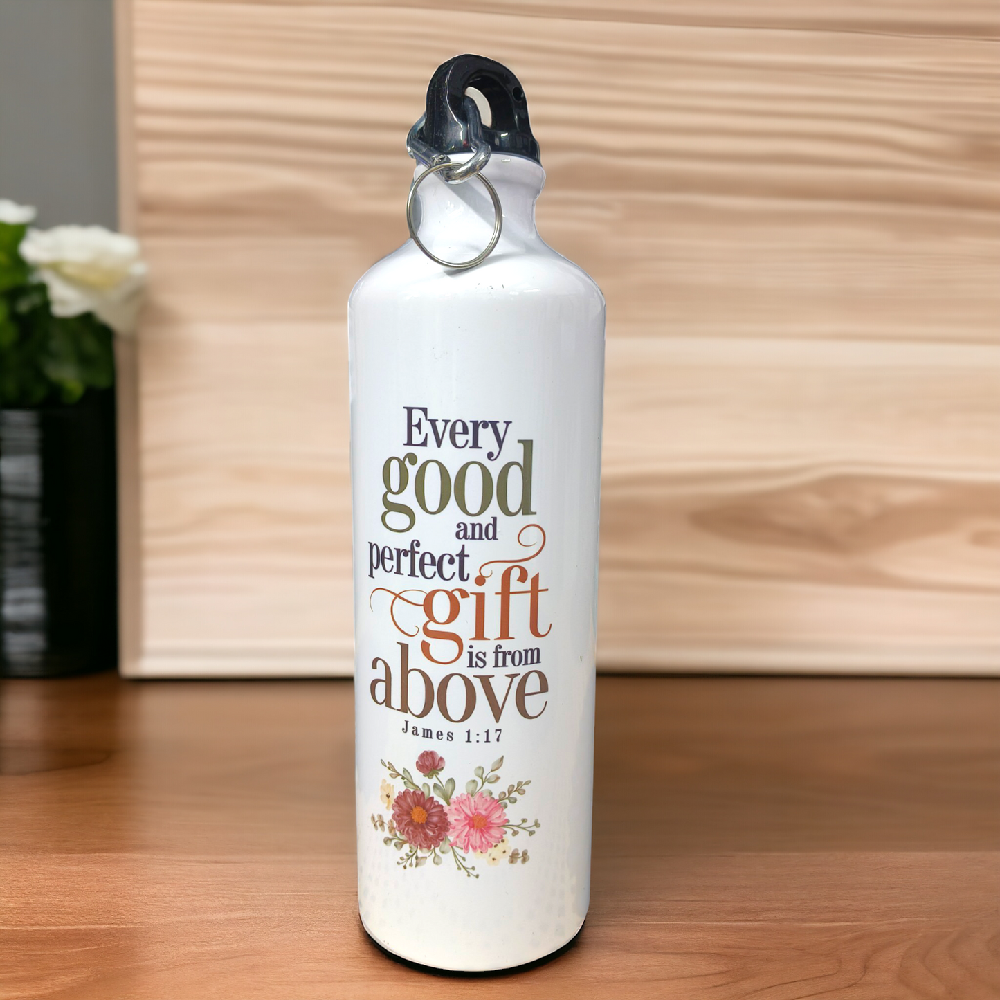 Aluminum Sports Bottle | Bible Verses Printed ( James 1 : 17 ) | 700ml | White Blank | Travel Sports Water Bottles