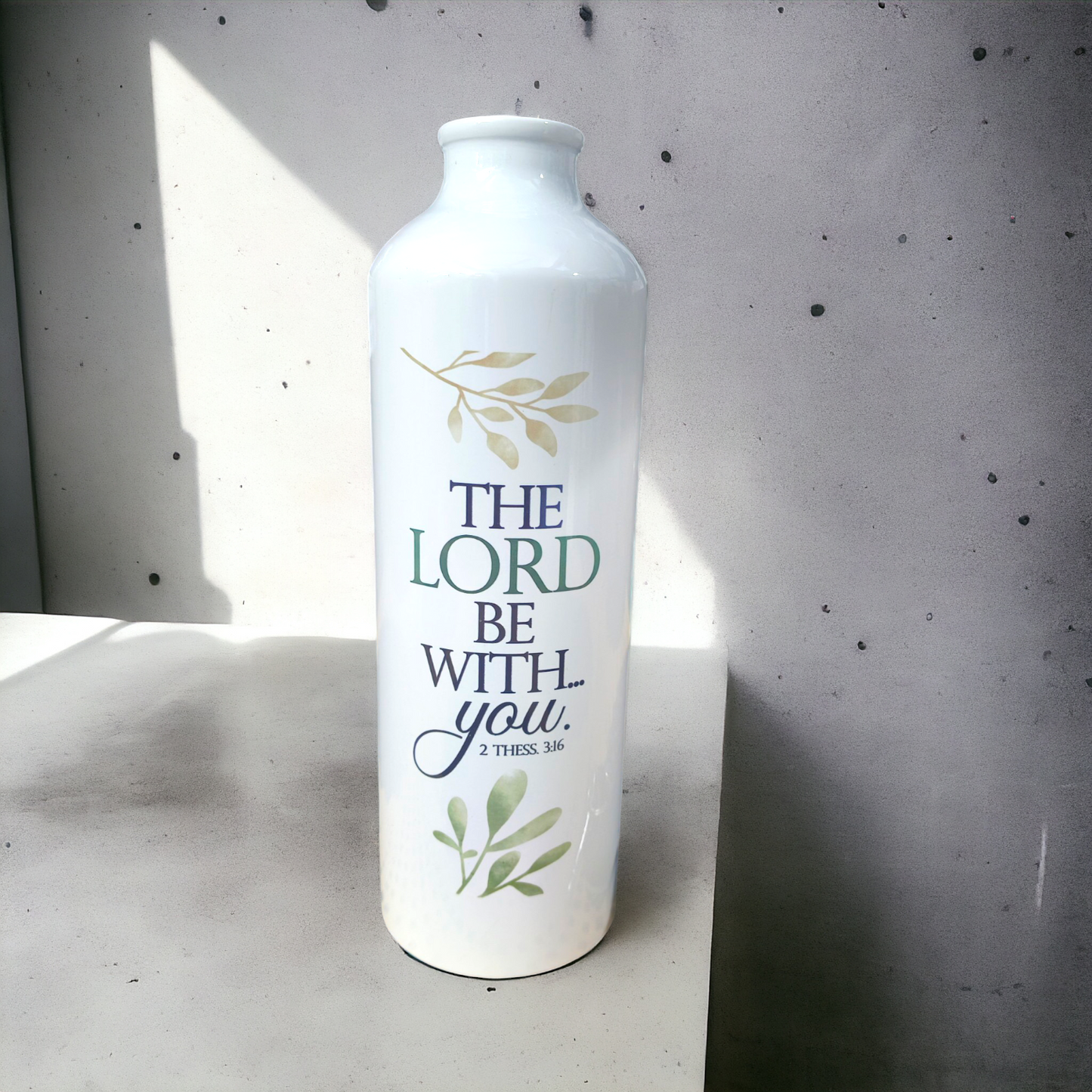 Aluminum Sports Bottle | Bible Verses Printed ( 2 Thes 3 : 16 ) | 700ml | White Blank | Travel Sports Water Bottles