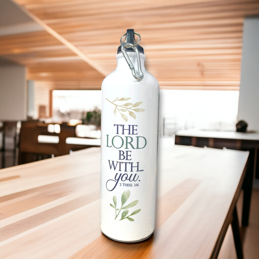 Aluminum Sports Bottle | Bible Verses Printed ( 2 Thes 3 : 16 ) | 700ml | White Blank | Travel Sports Water Bottles