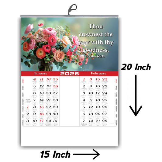 2026 "A Year of Wonder" Wall Calendar | Cute Baby, Flowers & Birds with Heartwarming Quotes  15x20 Inch Premium Glossy Wall Calendar