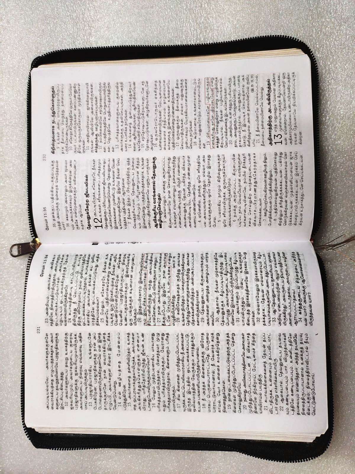 Tamil Bible New Testament with Psalms and Proverbs - Red Letter Edition, Study Helps, Black Zippered Cover