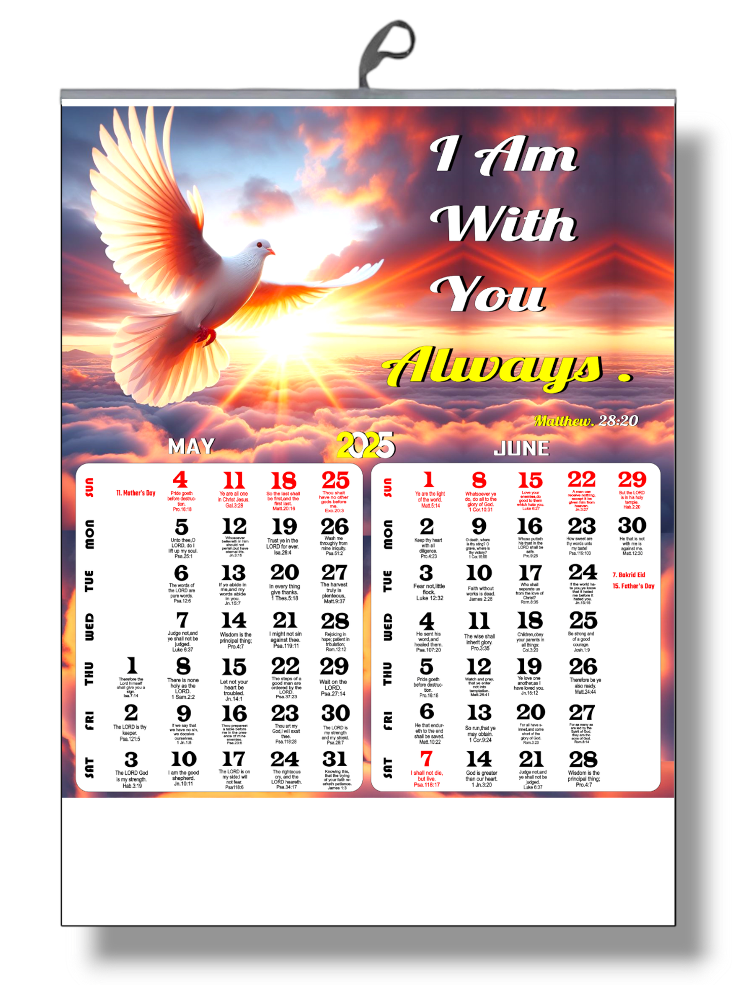 TCG 2025 English Bible Verse Wall Calendar | Pack Of 5 | GSM 130 | 3 PAGE BACK TO BACK PRINTED | All Gov. Holiday Mentioned