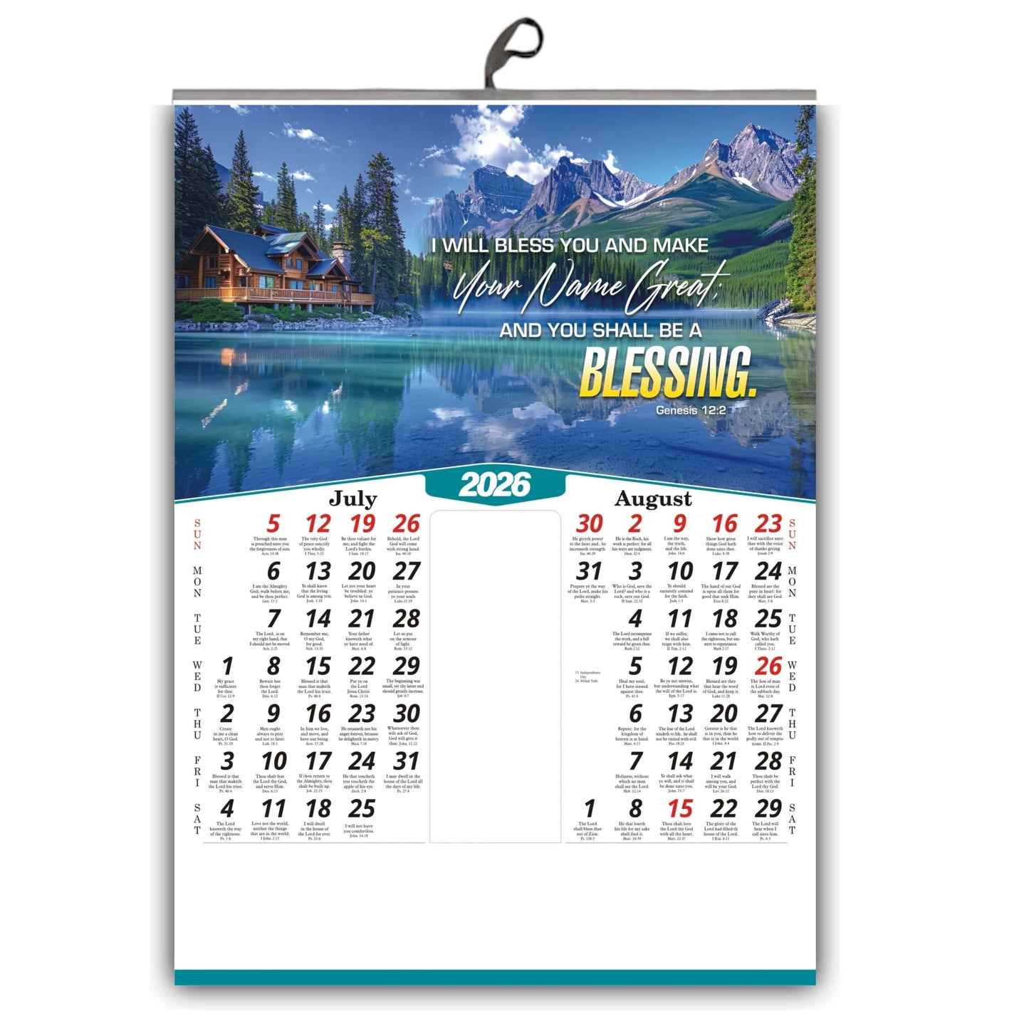 2026 Nature Wall Calendar in English | Positive Promise Quotes | Flowers Birds Artwork | Premium Glossy Art Paper
