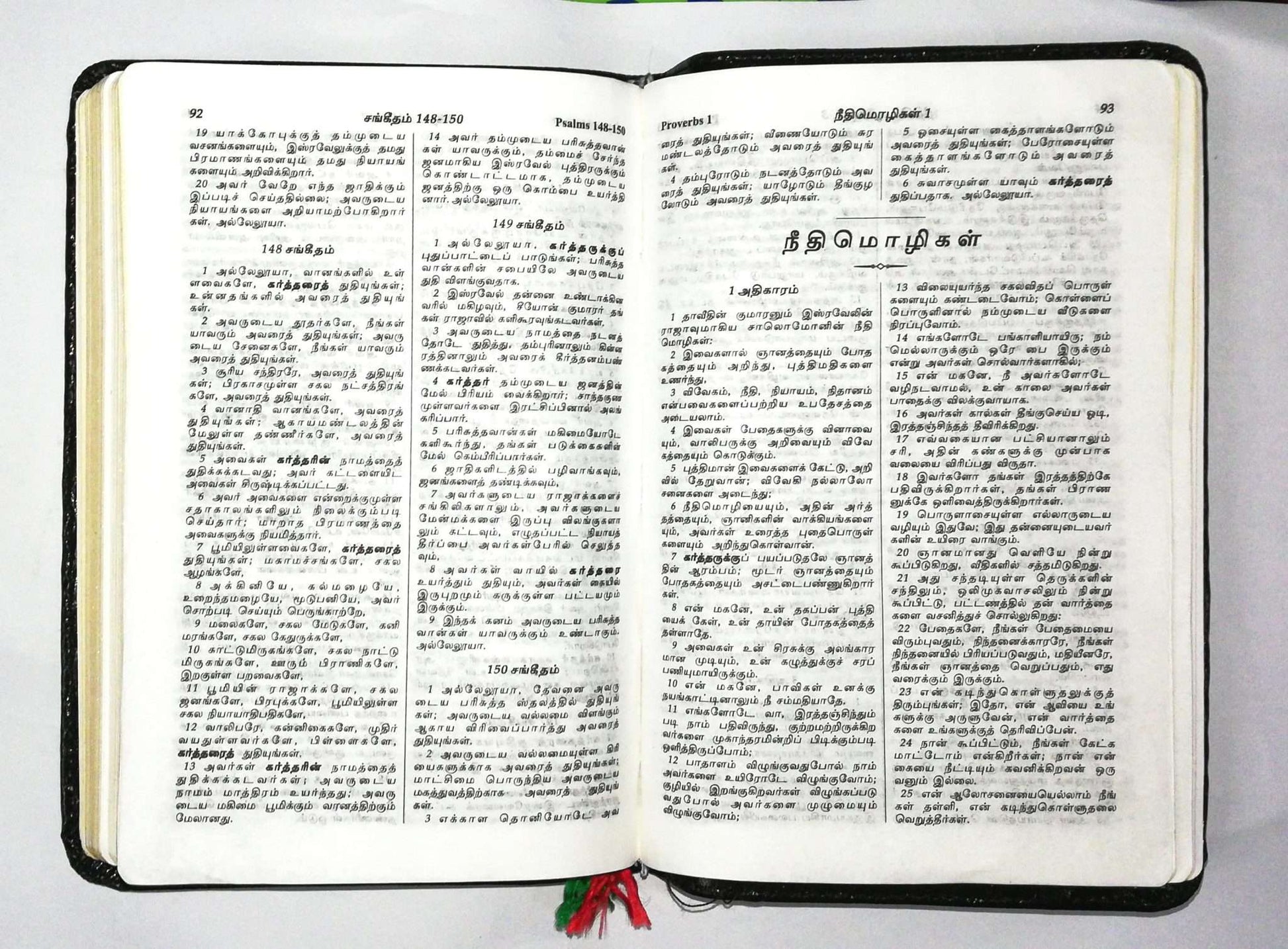 Tamil New Testament Bible with Psalms & Proverbs - Premium Black Leather-Touch Semi-Compact Edition