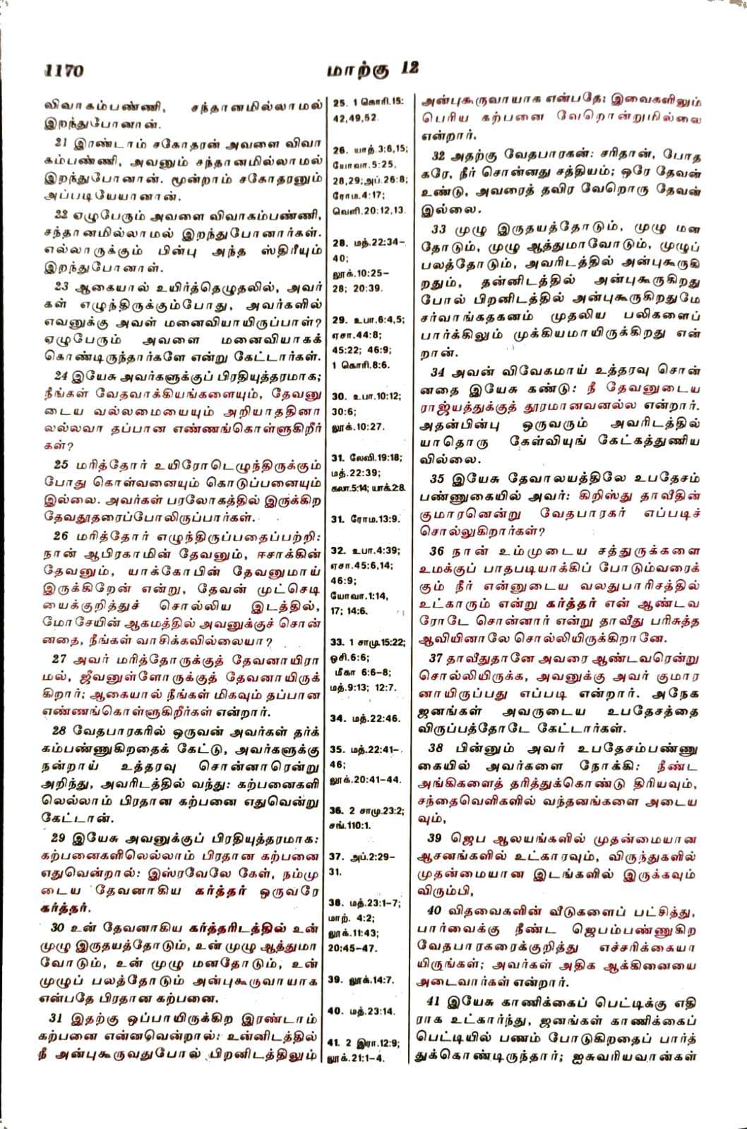 Tamil Bible Center Column Reference Red Letter Edition: Semi-Compact Burgundy Zippered Cover - Premium Quality