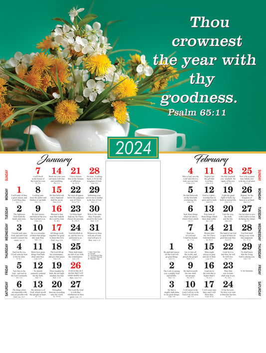 Design No: 10 - English Bible Words Wall Calendar: Daily Inspiration with Colorful Scenes and God's Promises
