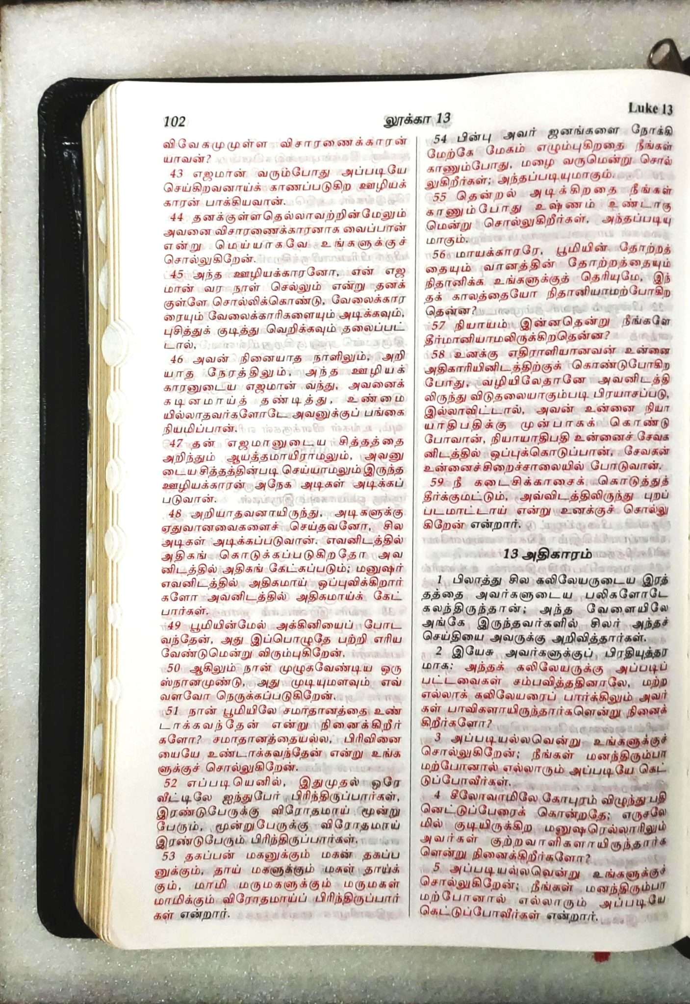 Tamil Bible Royal Size Red Letter Edition with Zipper Closure - Premium Black Leatherette Cover